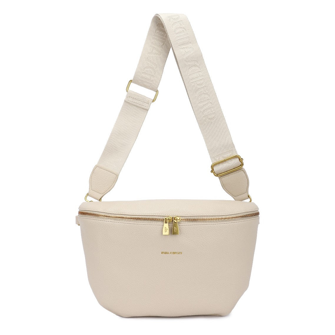 Bolso riñonera y pechonera efecto piel beige albaricoque