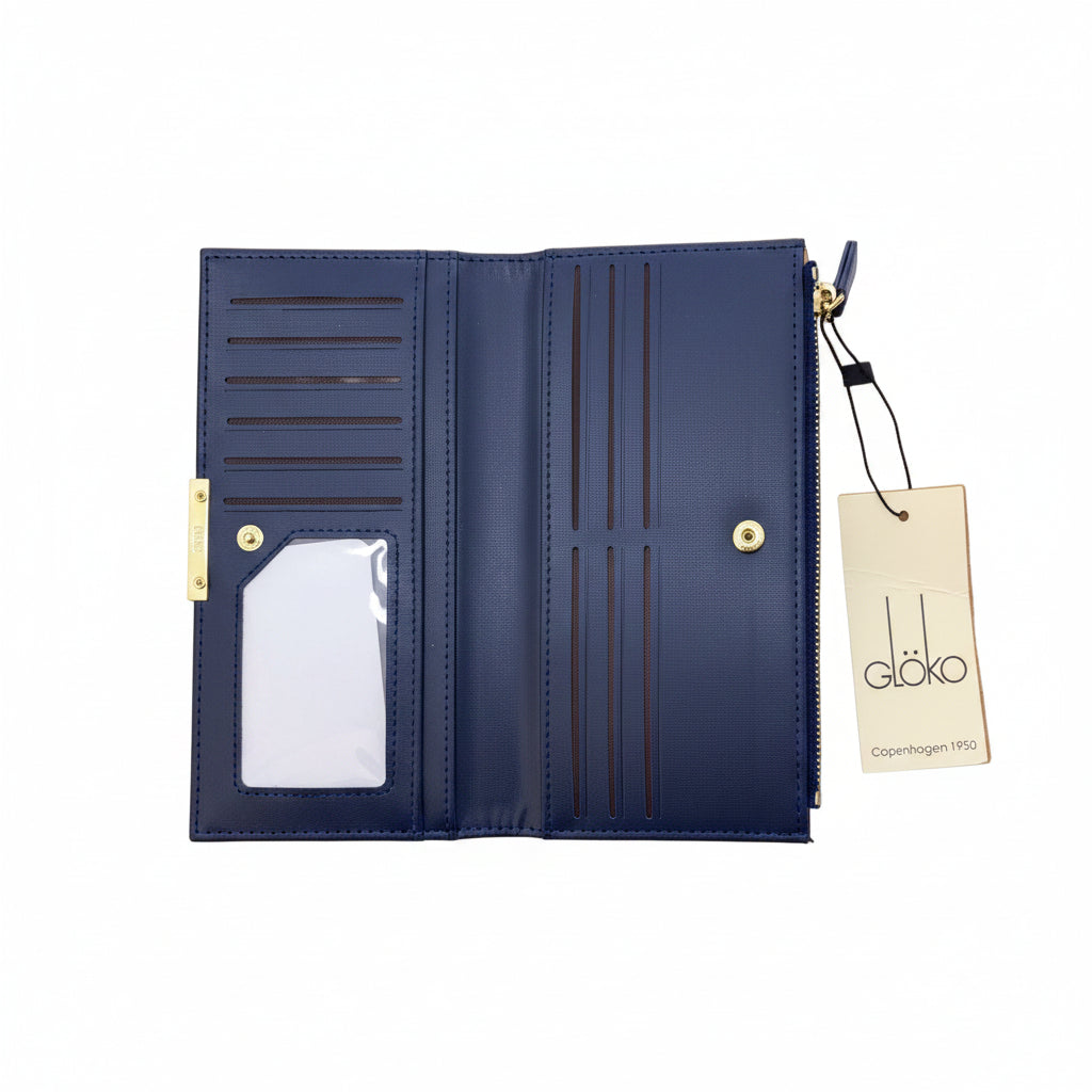 Cartera rectangular en color azul marino con varios compartimentos - Moments by You