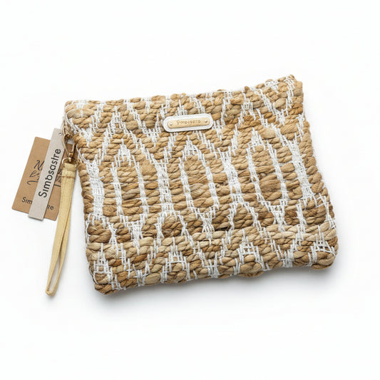 Bolso de mano tipo clutch o cartera de yute con un diseño geométrico - Moments by You