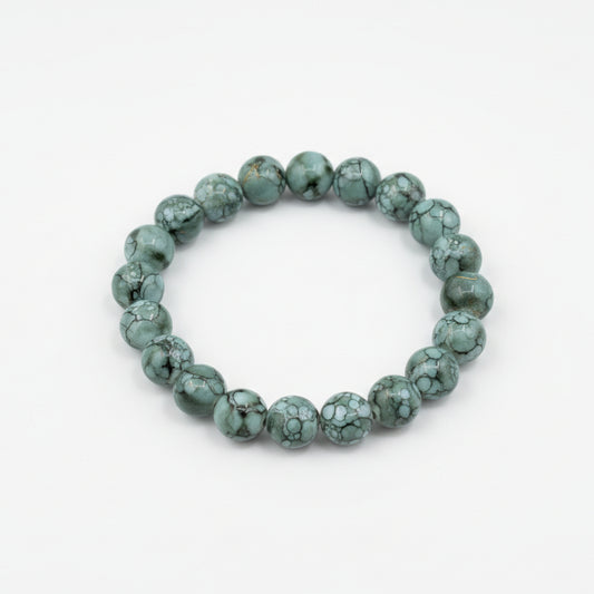 Pulsera elástica con cuentas de color verde y efecto marmolado - Moments by You