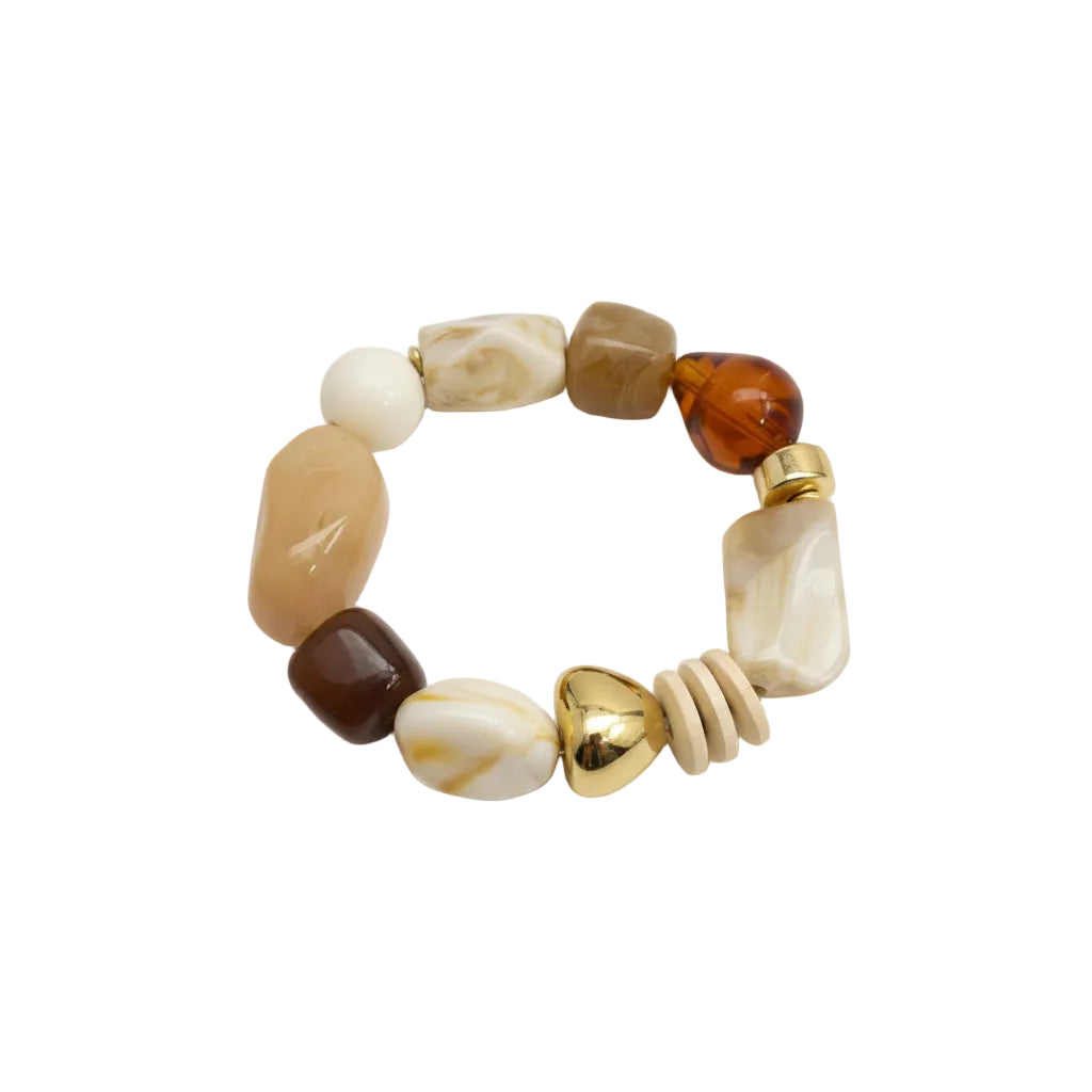 Pulsera elástica de resina en forma de piedras con efecto marmoladas irregulares
