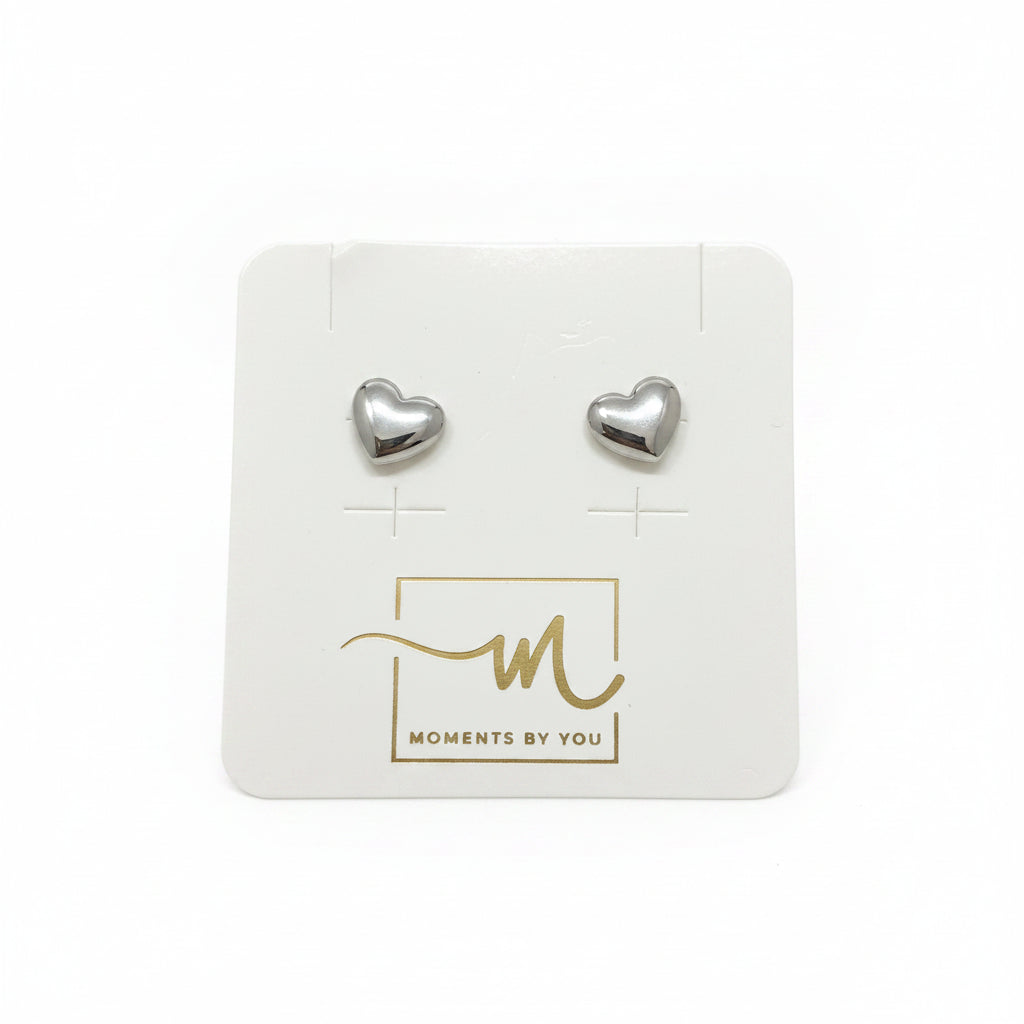 Basic silver heart earrings