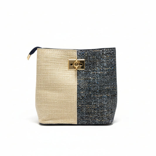 Bolso tipo bucket pequeño bicolor y con doble textura - Moments by You