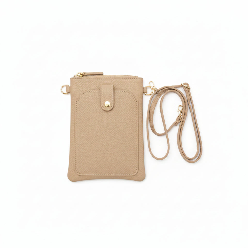 Bolso piel 100% para el móvil liso con bolsillo exterior - Moments by You