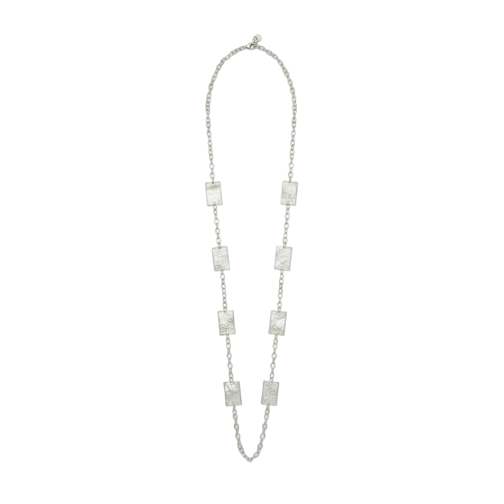 Collar largo con piezas rectangulares irregulares acabado plata mate - Moments by You