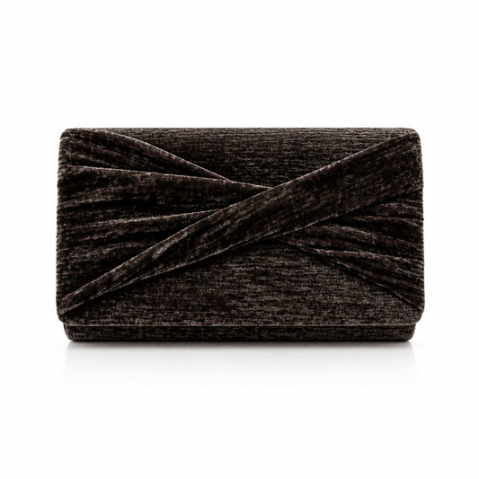 Bolso fiesta clutch rectangular acabado terciopelo con lazo