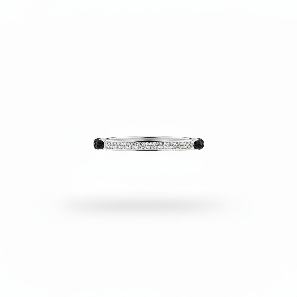 Pulsera de cuerda y acero con una chapa con brilli - Moments by You