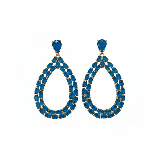 Pendientes largos en forma de gota de agua con cristales de colores - Moments by You
