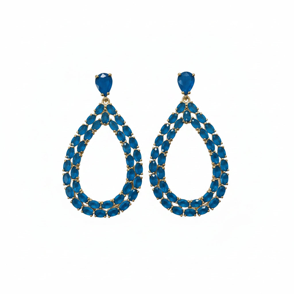 Pendientes largos en forma de gota de agua con cristales de colores - Moments by You