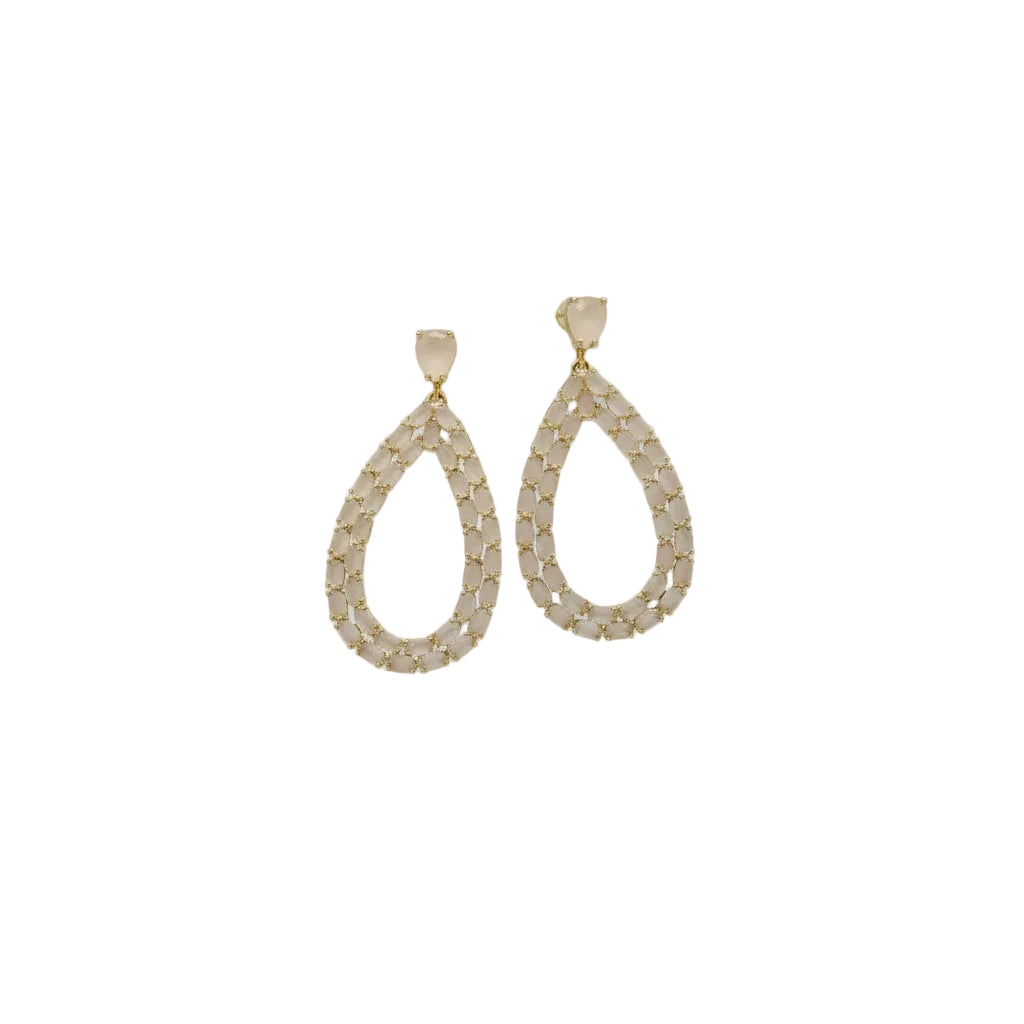 Pendientes largos en forma de gota de agua con cristales de colores - Moments by You