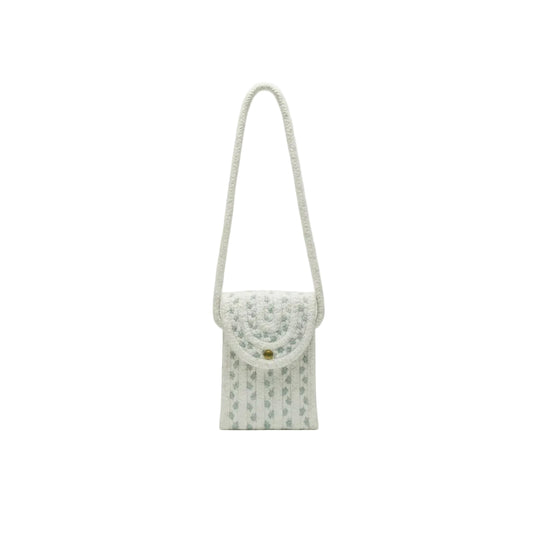 Bolso bandolera portamóvil tipo rafia beige con detalles dorados - Moments by You