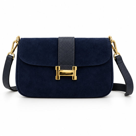 Bolso piel 100% auténtica combinado y cierre dorado