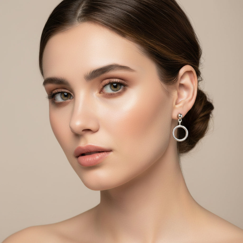 Pendientes de acero con circunferencia colgante en acabado plata - Moments by You