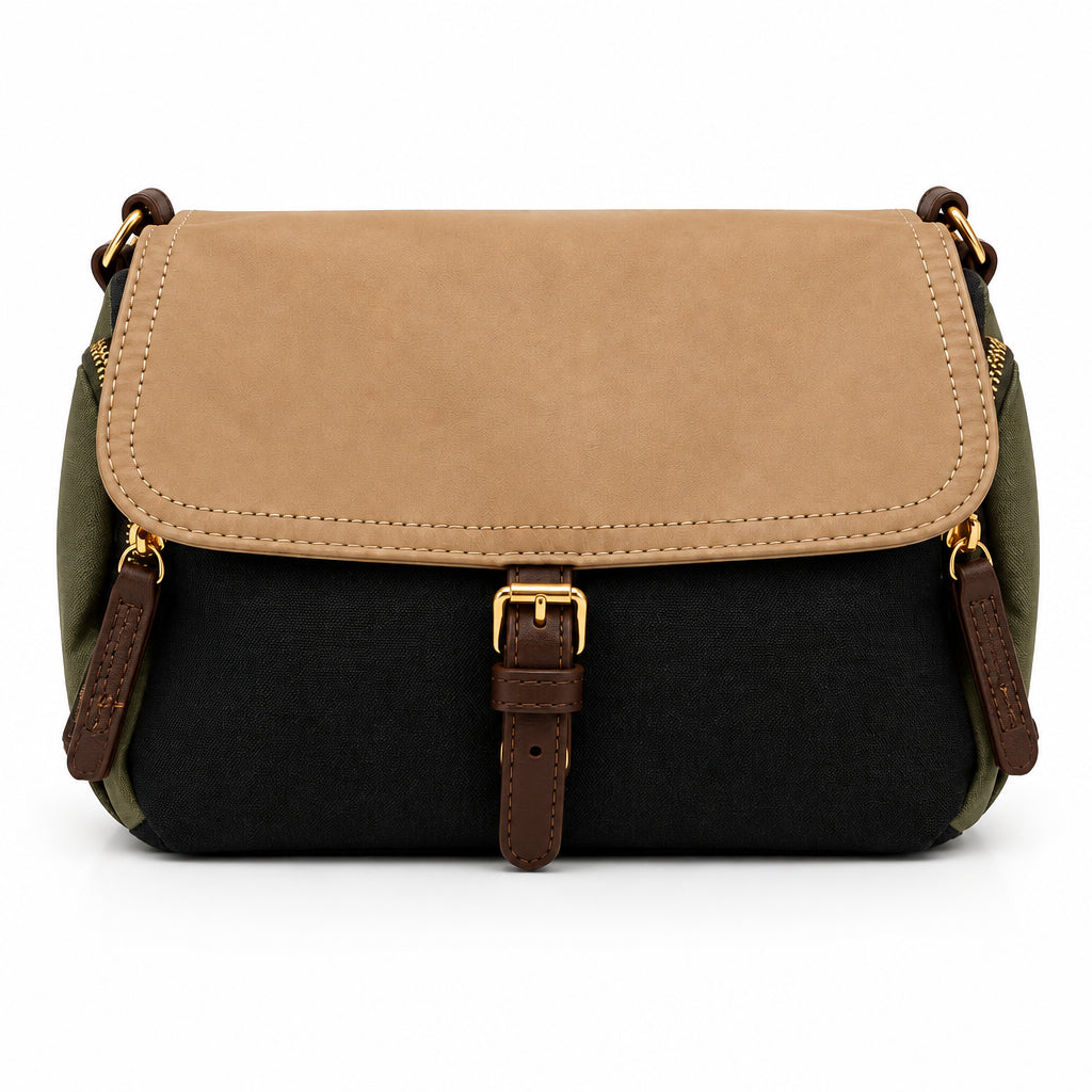 Bolso bandolera nylon colores combinados con bolsillos exteriores