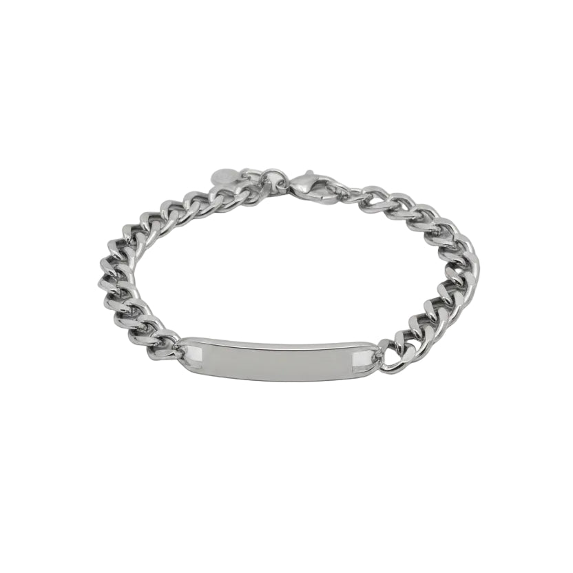 Pulsera tipo esclava de acero inoxidable con placa para grabado acabado plata - Moments by You