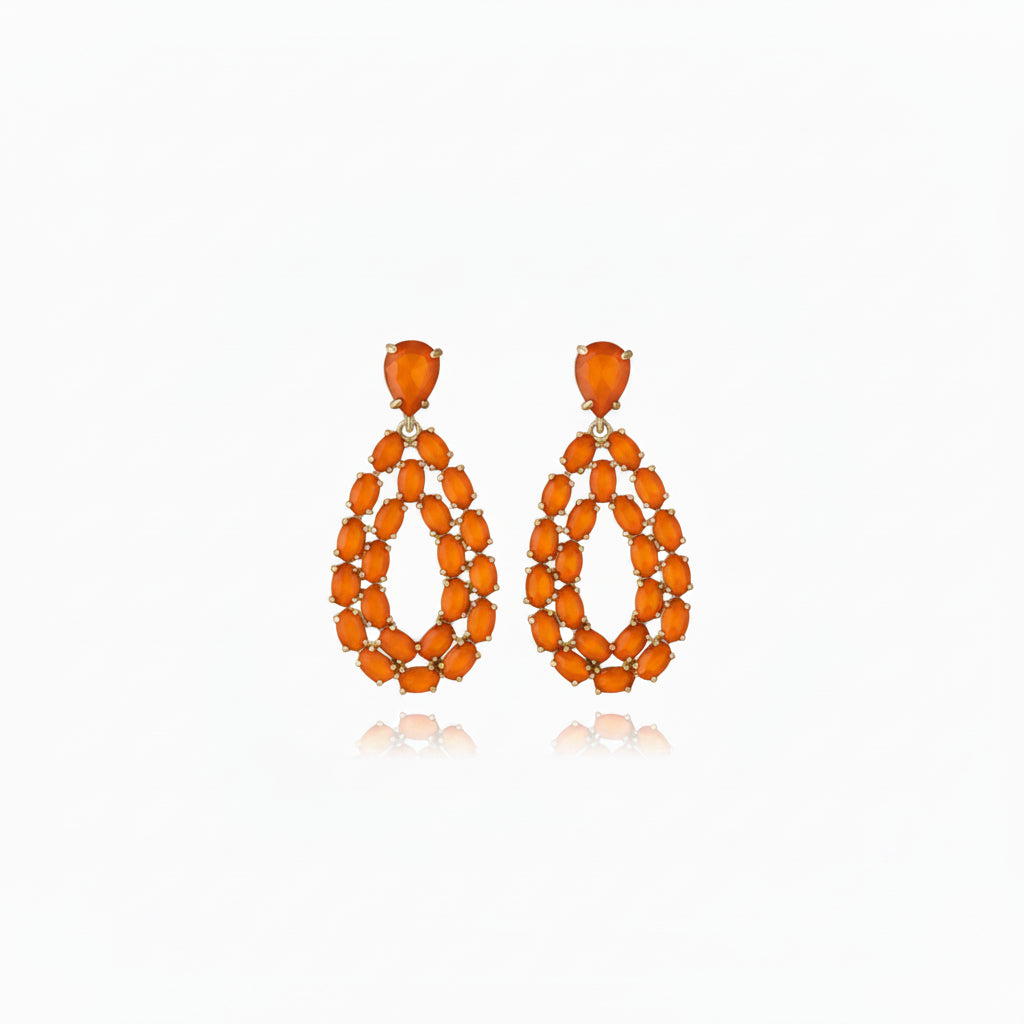 Pendientes largos en forma de gota de agua con cristales de colores - Moments by You