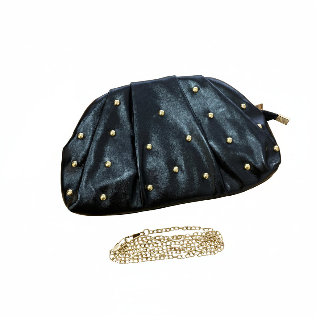 Bolso fiesta de mano con dobleces y tachuelas en dorado - Moments by You