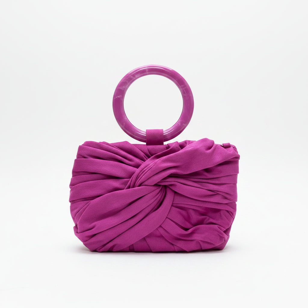 Bolso de fiesta limosnera con asas circulares y diseño fruncido - Moments by You