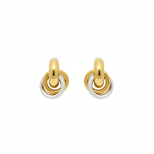 Pendientes cortos de acero inoxidable con aros entrelazados en acabado oro y con color - Moments by You