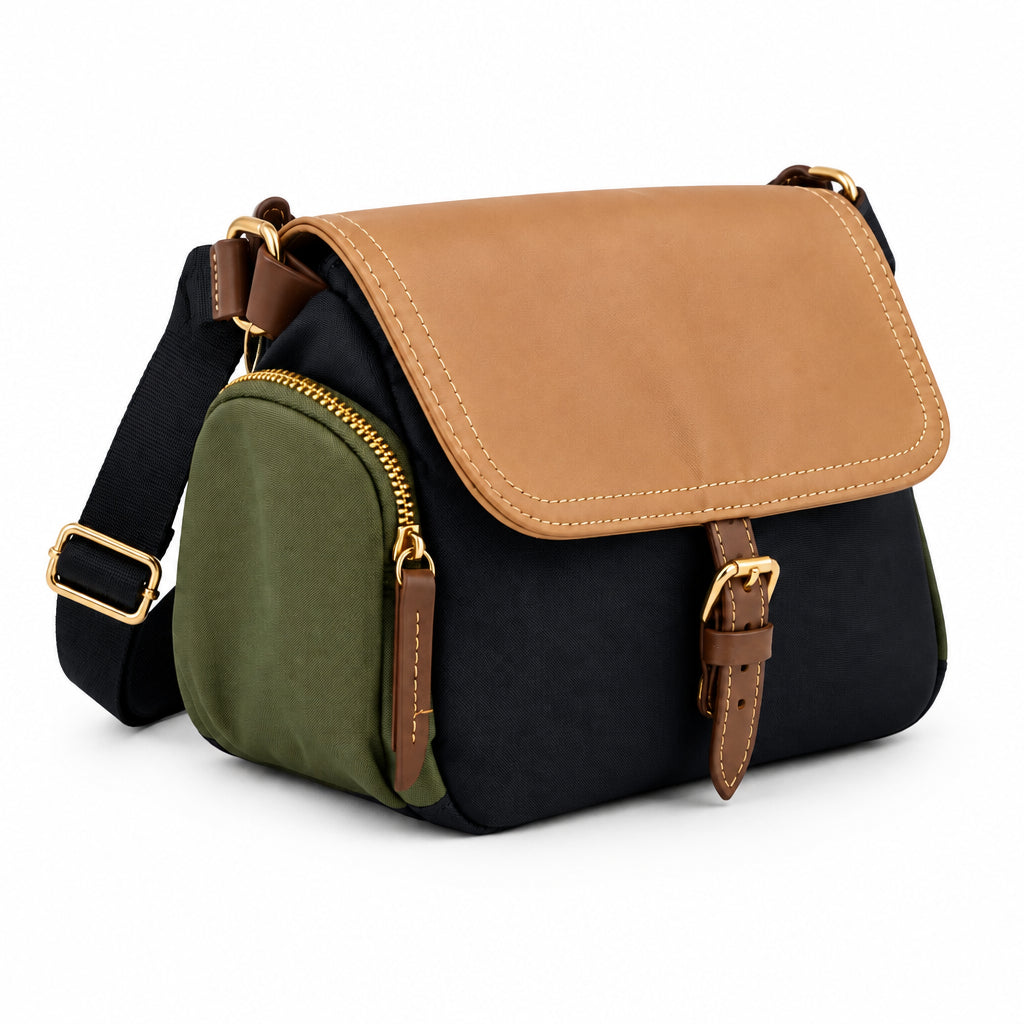 Bolso bandolera nylon colores combinados con bolsillos exteriores