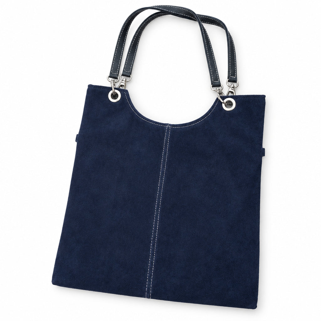Bolso shopper piel 100% serraje combinado con asas negras