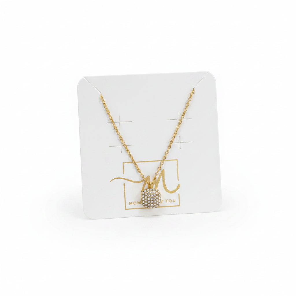 Collar de acero con dije cuadrado con circonitas - Moments by You