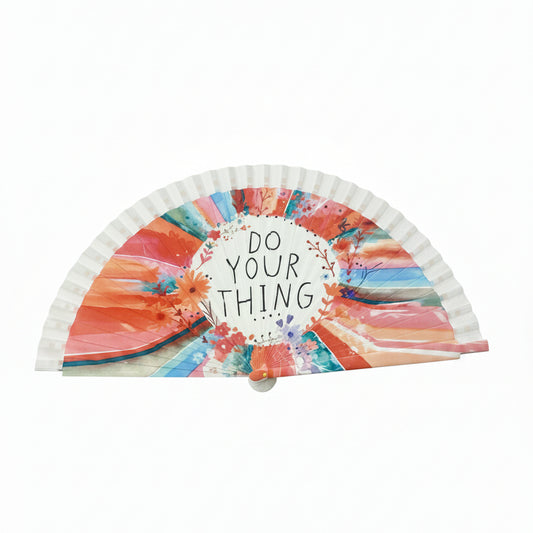 Abanico de madera diseño con frases motivacionales