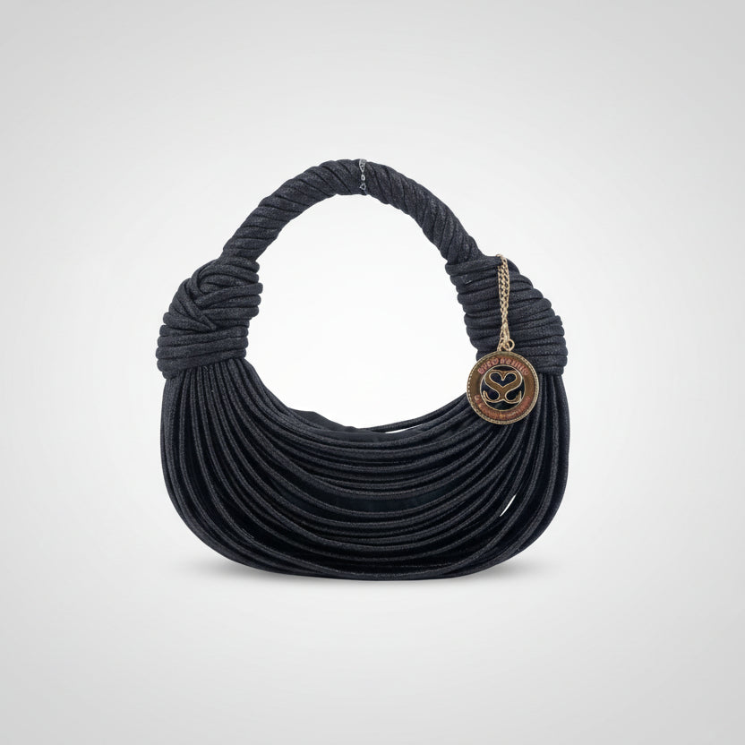 Bolso de media luna de fibra 100% natural a tiras entrelazadas y acabado brillante - Moments by You