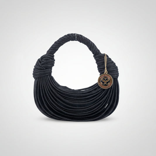 Bolso de media luna de fibra 100% natural a tiras entrelazadas y acabado brillante - Moments by You