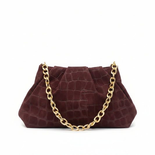 Bolso bandolera piel 100% ante grabada cocodrilo