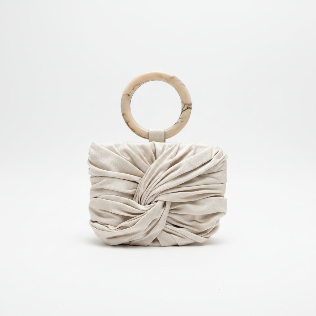 Bolso de fiesta limosnera con asas circulares y diseño fruncido - Moments by You