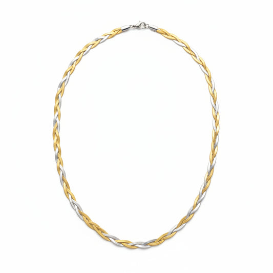 Collar de acero con cadena de malla trenzada bicolor - Moments by You