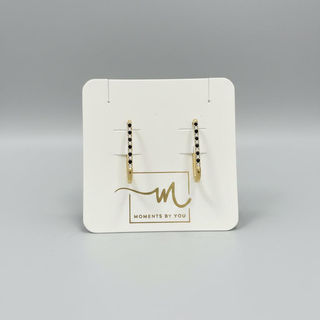 Pendientes largos de eslabones con circonitas y acabado oro - Moments by You