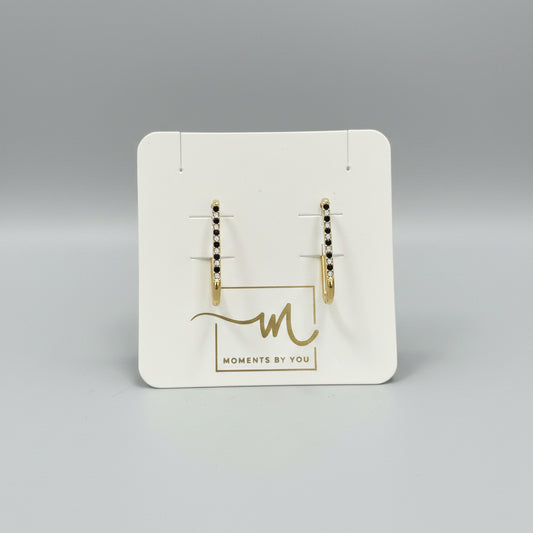 Pendientes largos de eslabones con circonitas y acabado oro - Moments by You