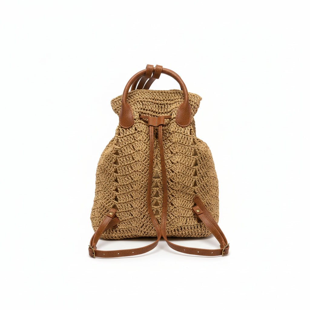 Mochila estilo rafia trenzada con cierre ajustable - Moments by You
