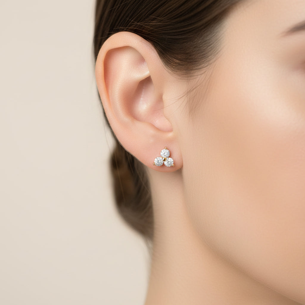 Pendientes acero flor circonitas brillantes