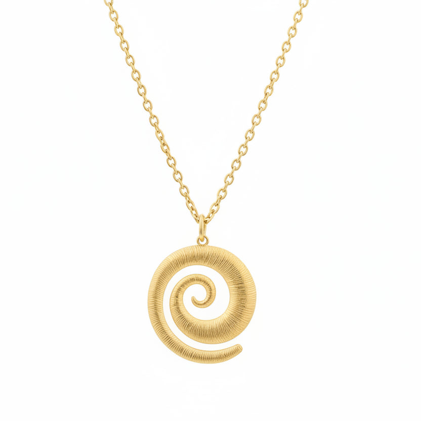 Collar de acero con cadena de eslabones y un dije en forma de espiral acabado oro - Moments by You
