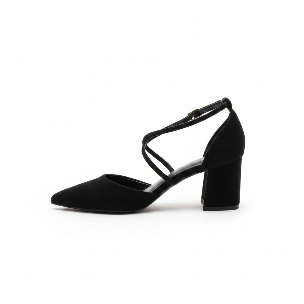 Zapatos de salón de mujer cerrados con pulsera al tobillo negro