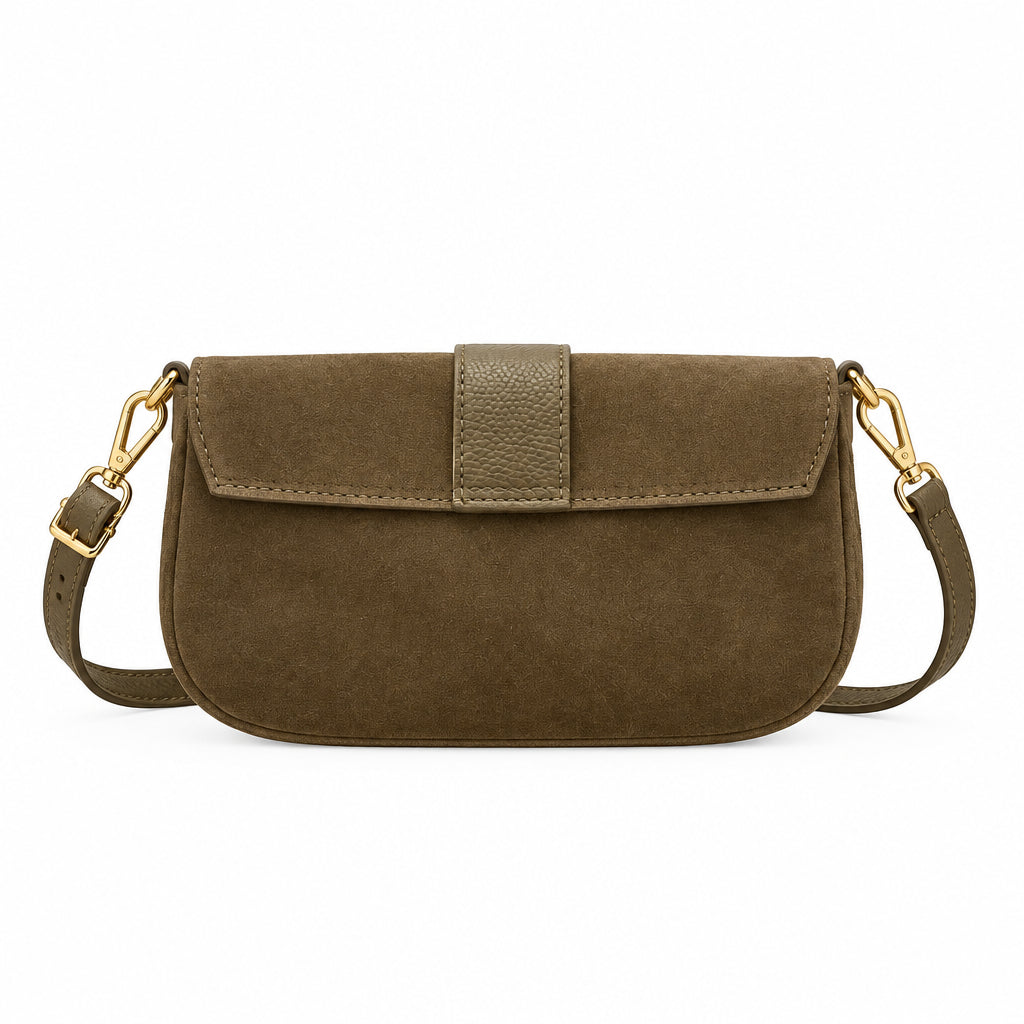 Bolso piel 100% auténtica combinado y cierre dorado