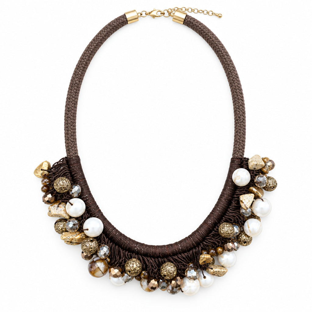 Collar de cuerda con cuentas de piedras diferentes formas en varios colores - Moments by You
