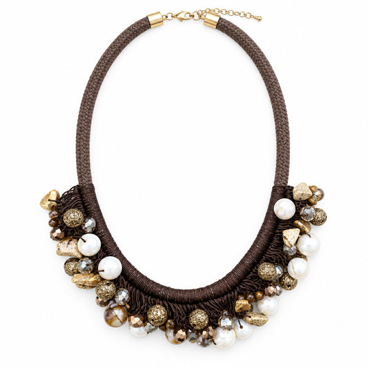 Collar de cuerda con cuentas de piedras diferentes formas en varios colores - Moments by You