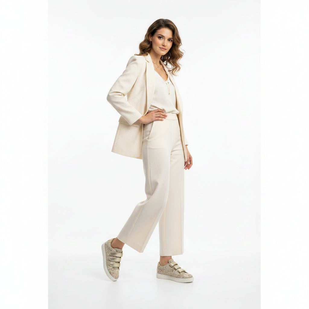 Zapatillas sneakers con diseño tejido y cierre de velcro tonos marrones y oro - Moments by You