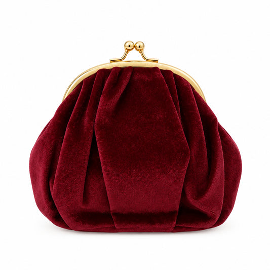 Bolso de fiesta clutch ovalado arrugado terciopelo