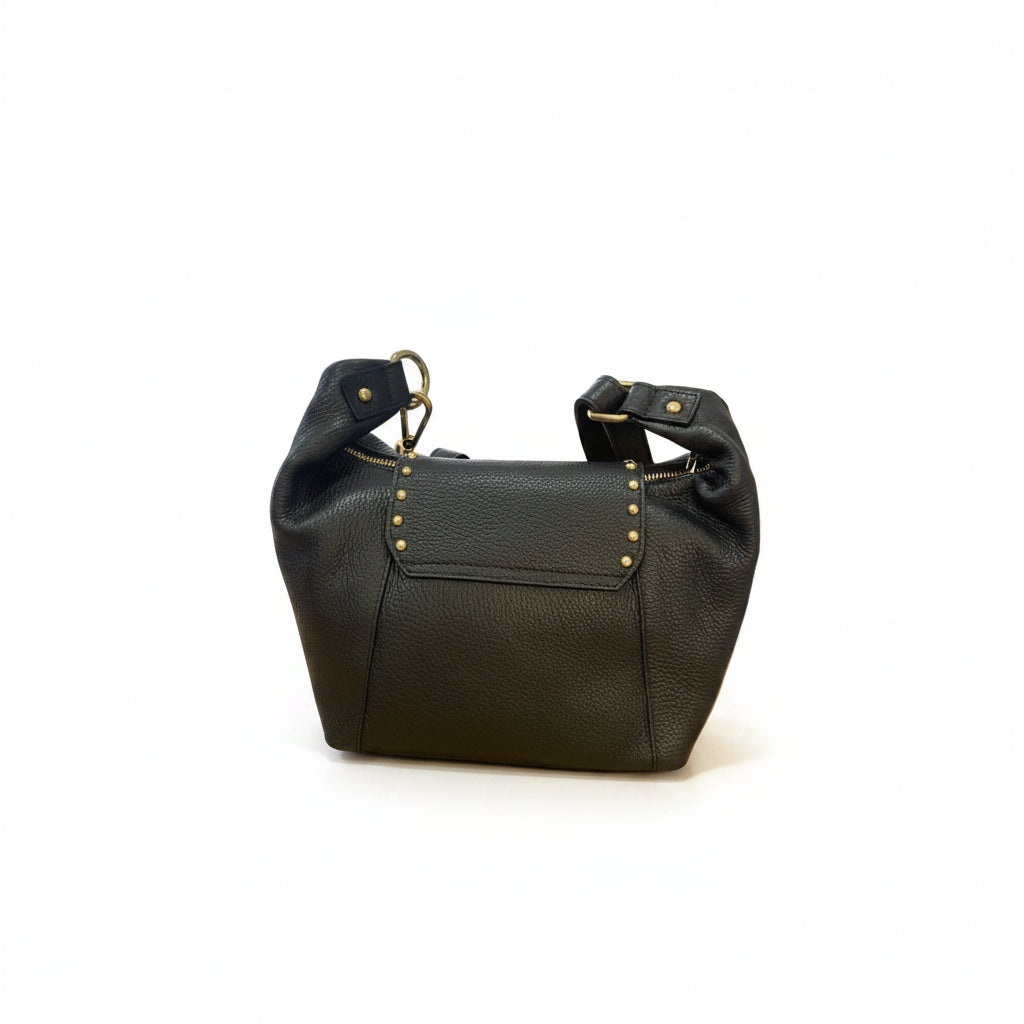 Bolso bandolera de piel 100% auténtica de solapa con tachuelas doradas en varios colores