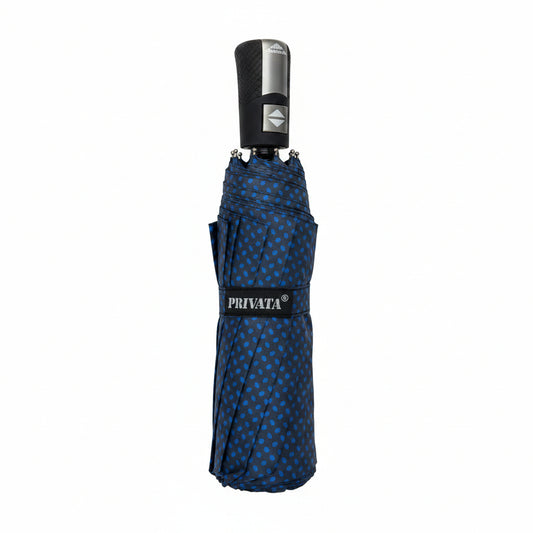 Paraguas de apertura automática en tonos grises y azules con funda de botón - Moments by You