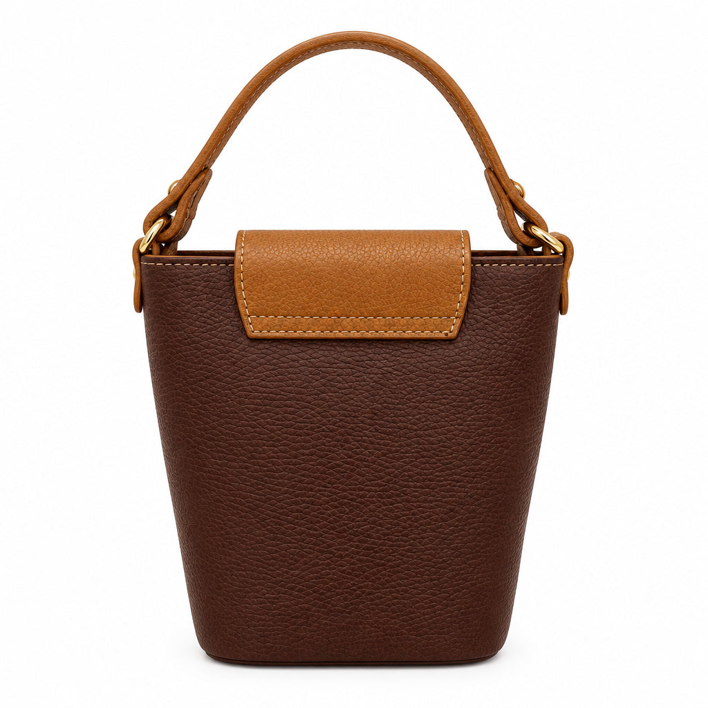 Bolso bucket piel 100% auténtica en colores combinados