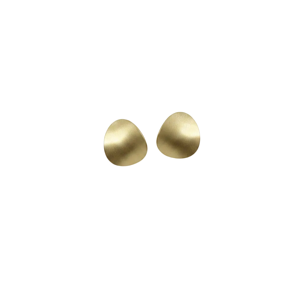 Pendientes cortos acero inox óvalo doblado mate - mbyou - Moments by You