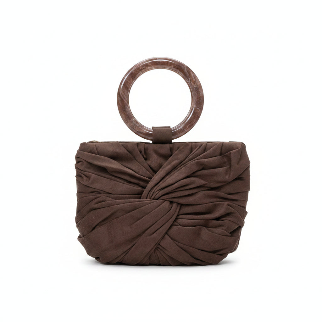 Bolso de fiesta limosnera con asas circulares y diseño fruncido - Moments by You