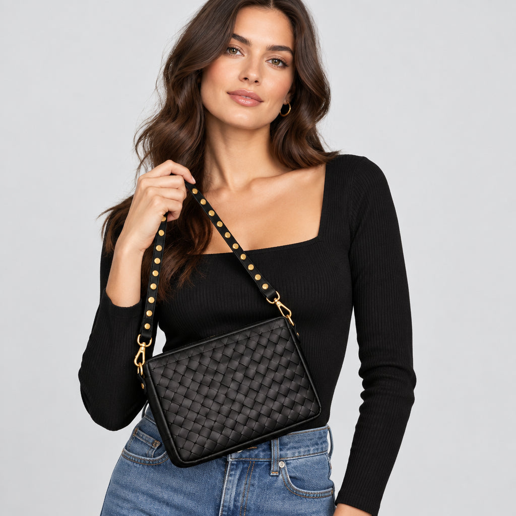 Bolso bandolera de piel 100% auténtica trenzado