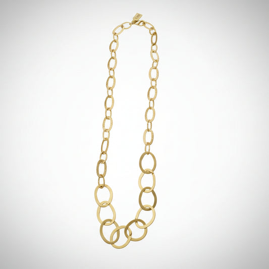 Collar largo de eslabones grandes con diferentes texturas en dorado acabado mate - Moments by You
